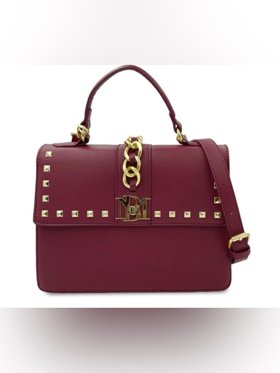 Badgley Mischka Handbags - Badgley Mischka Burgundy Satchel with Gold Chain Detail